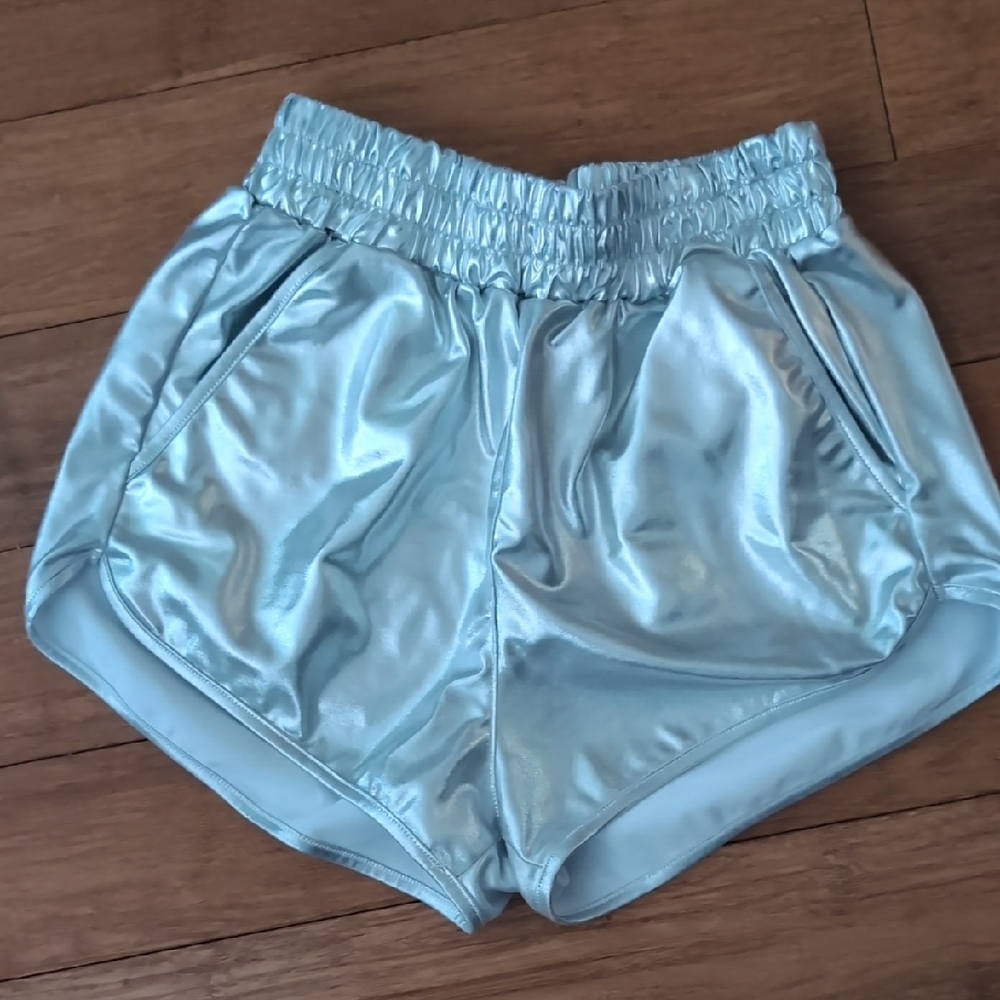 Shimmering Sky Blue Women's Athletic Shorts